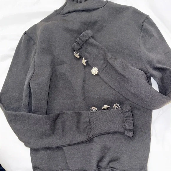 ZARA BLACK Jewel Button Knit Sweater - Picture 4 of 6